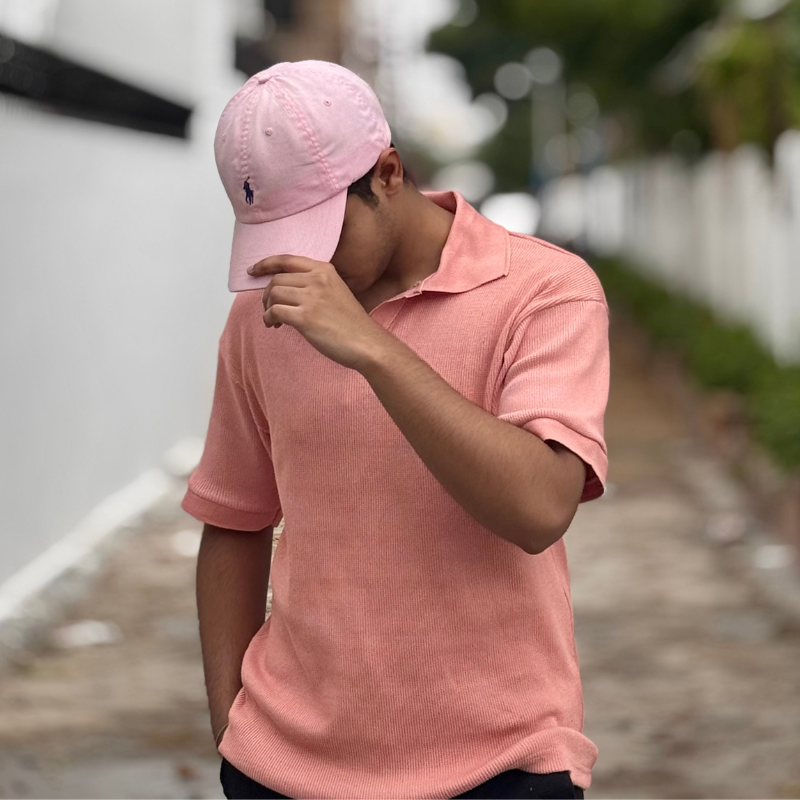Knitted V-Neck Polo Shirt