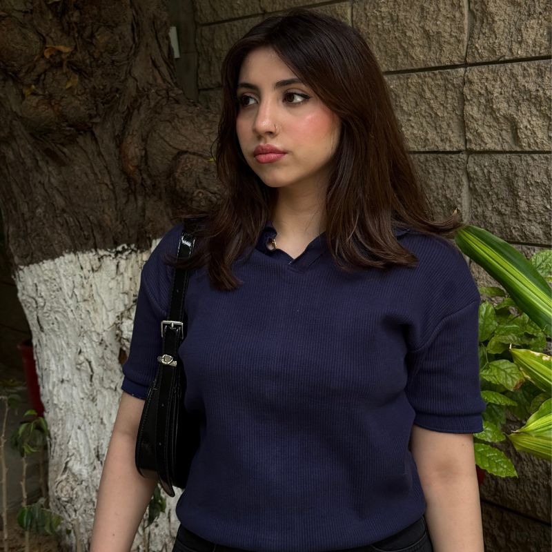 Women's Summer Casual Polo - Navy Blue - Image 6