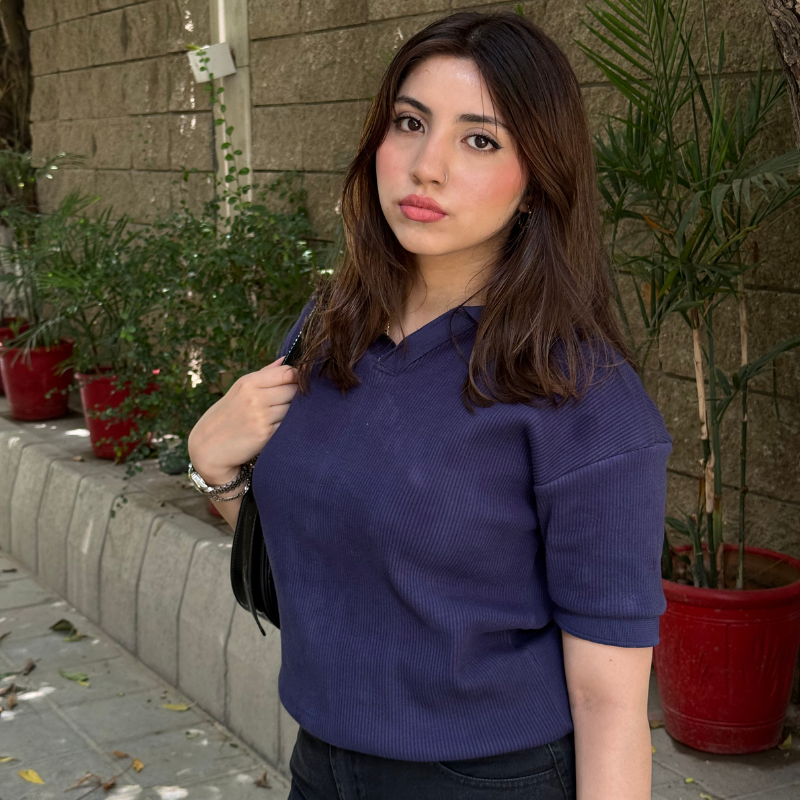 Women's Summer Casual Polo - Navy Blue - Image 4