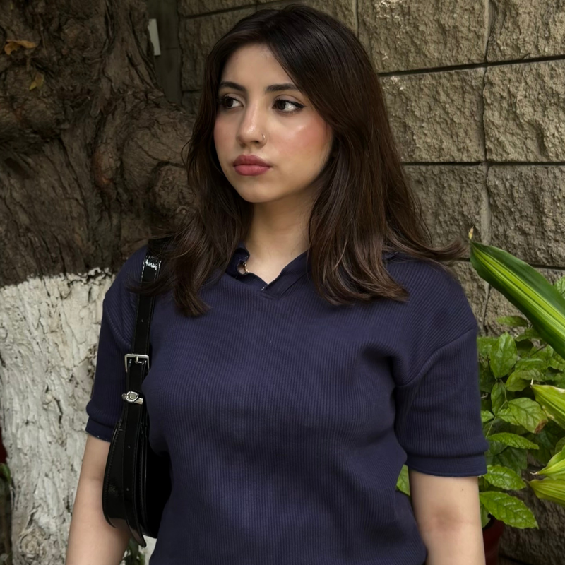 Women's Summer Casual Polo - Navy Blue