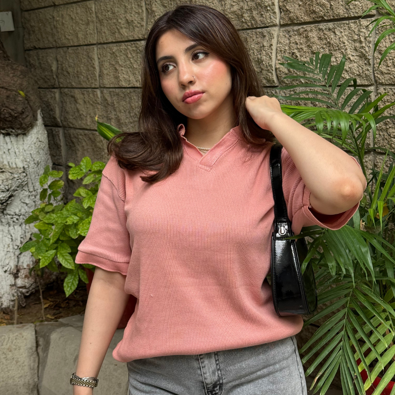 Women's Summer Casual Polo - Piink - Image 3